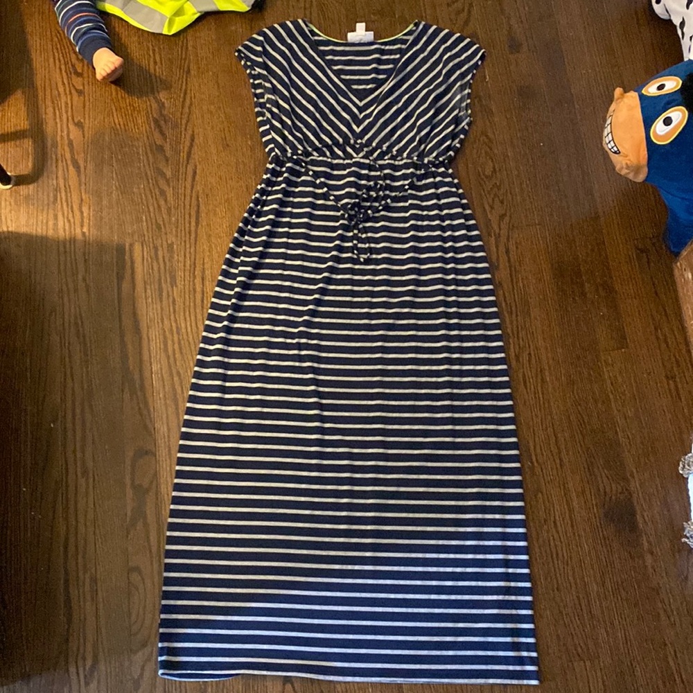 Maternity maxi Navy blue with grey stripes